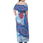 Newcastle Knights NAIDOC Week 2026 Off Shoulder Maxi Dress First Nations of Australia Aboriginal Mascot Rugby