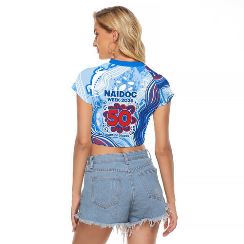Newcastle Knights NAIDOC Week 2026 Raglan Cropped T Shirt First Nations of Australia Aboriginal Mascot Rugby
