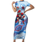Newcastle Knights NAIDOC Week 2026 Short Sleeve Bodycon Dress First Nations of Australia Aboriginal Mascot Rugby