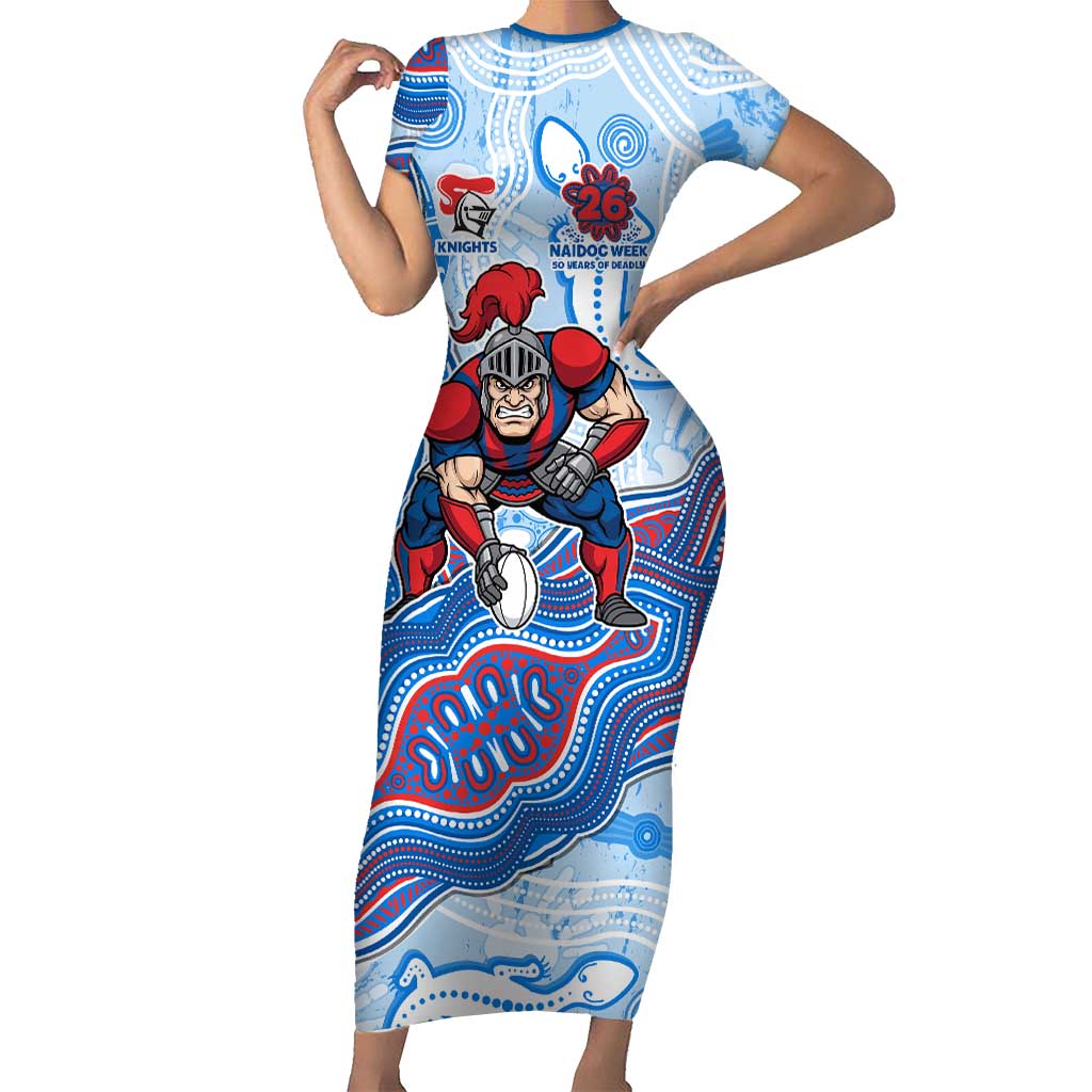 Newcastle Knights NAIDOC Week 2026 Short Sleeve Bodycon Dress First Nations of Australia Aboriginal Mascot Rugby