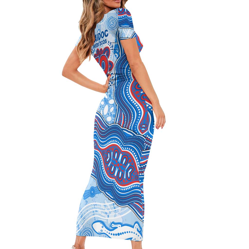 Newcastle Knights NAIDOC Week 2026 Short Sleeve Bodycon Dress First Nations of Australia Aboriginal Mascot Rugby
