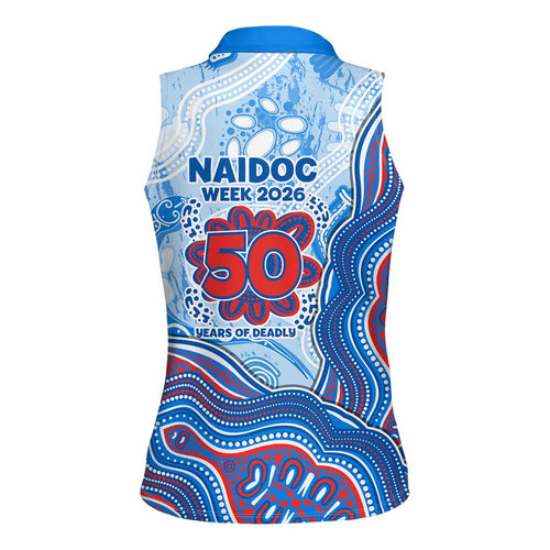 Newcastle Knights NAIDOC Week 2026 Women Sleeveless Polo Shirt First Nations of Australia Aboriginal Mascot Rugby