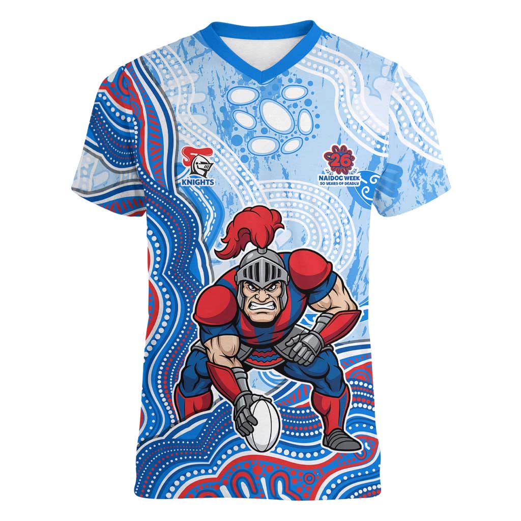 Newcastle Knights NAIDOC Week 2026 Women V-Neck T-Shirt First Nations of Australia Aboriginal Mascot Rugby