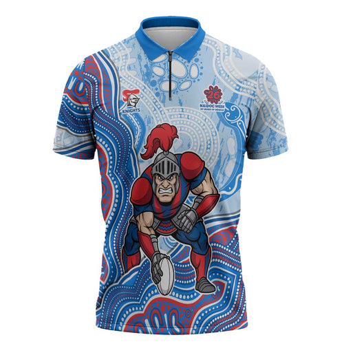 Newcastle Knights NAIDOC Week 2026 Zipper Polo Shirt First Nations of Australia Aboriginal Mascot Rugby