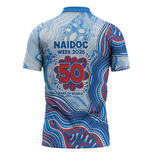 Newcastle Knights NAIDOC Week 2026 Zipper Polo Shirt First Nations of Australia Aboriginal Mascot Rugby