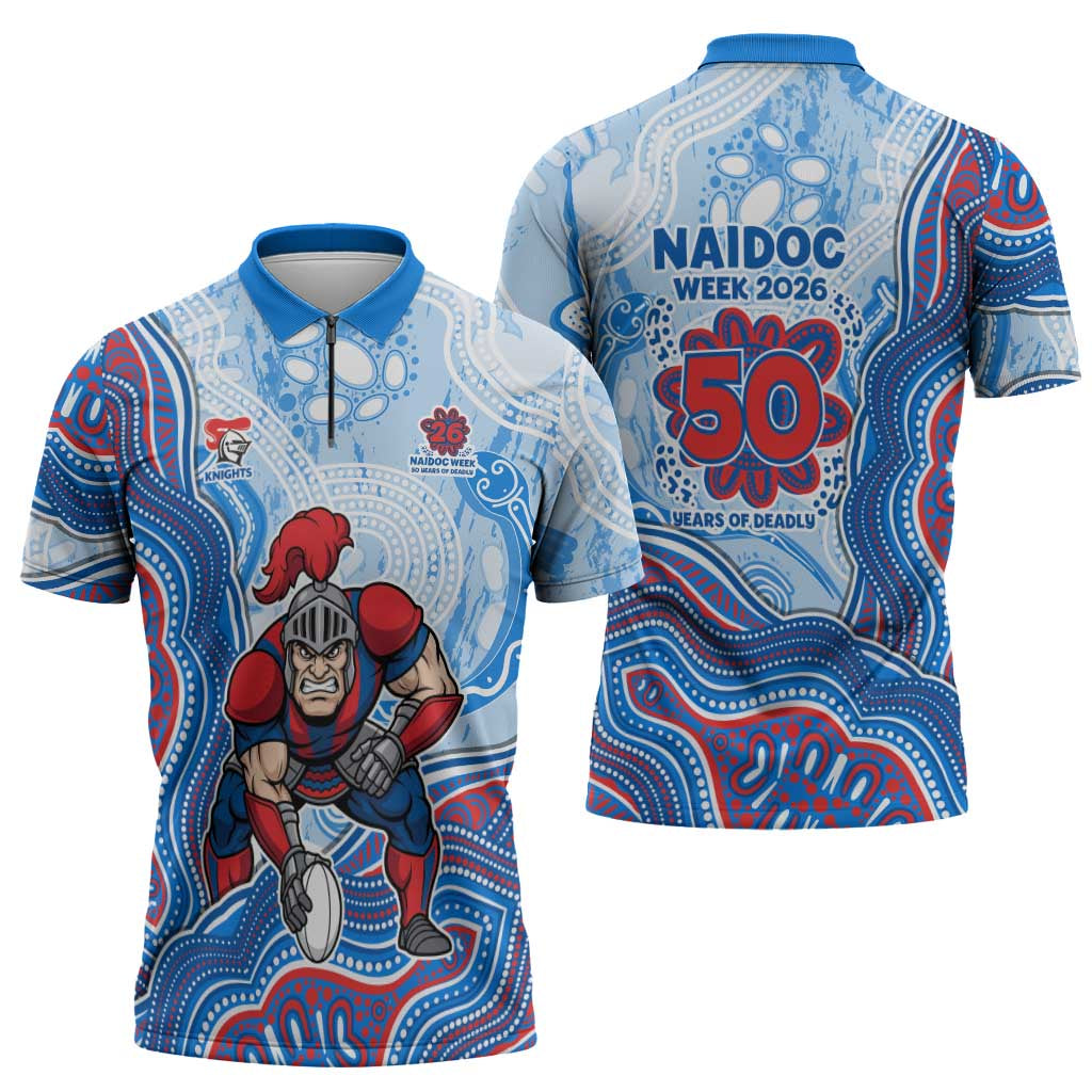 Newcastle Knights NAIDOC Week 2026 Zipper Polo Shirt First Nations of Australia Aboriginal Mascot Rugby