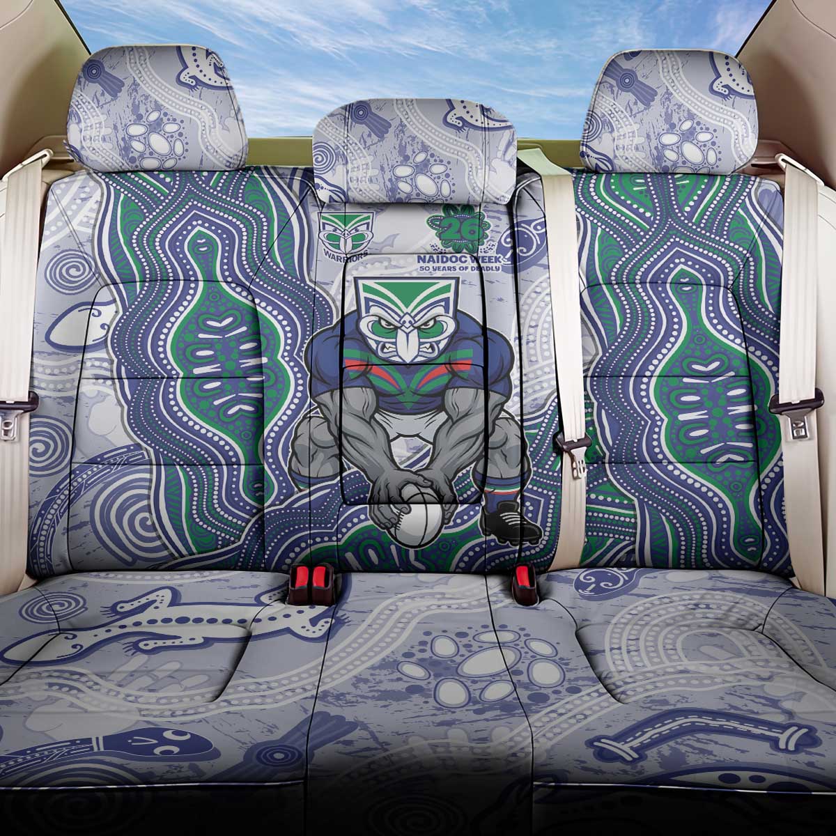 New Zealand Warriors NAIDOC Week 2026 Back Car Seat Cover First Nations of Australia Aboriginal Mascot Rugby