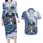 New Zealand Warriors NAIDOC Week 2026 Couples Matching Long Sleeve Bodycon Dress and Hawaiian Shirt First Nations of Australia Aboriginal Mascot Rugby