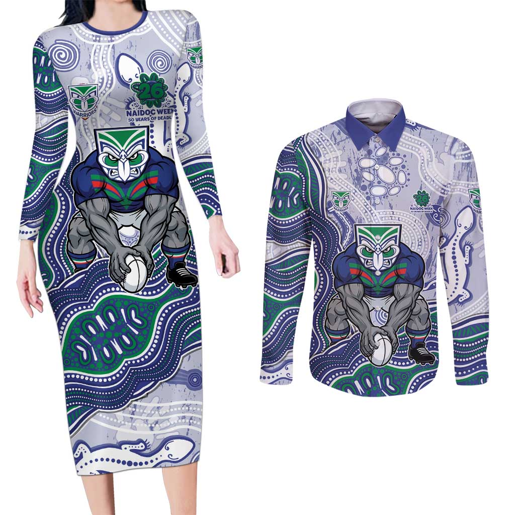 New Zealand Warriors NAIDOC Week 2026 Couples Matching Long Sleeve Bodycon Dress and Long Sleeve Button Shirt First Nations of Australia Aboriginal Mascot Rugby
