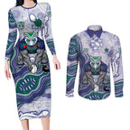 New Zealand Warriors NAIDOC Week 2026 Couples Matching Long Sleeve Bodycon Dress and Long Sleeve Button Shirt First Nations of Australia Aboriginal Mascot Rugby