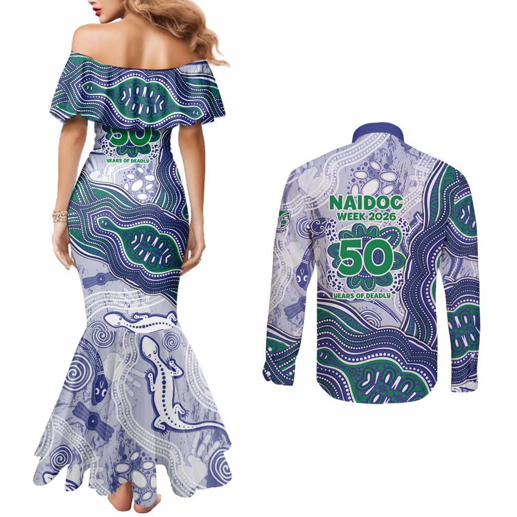 New Zealand Warriors NAIDOC Week 2026 Couples Matching Mermaid Dress and Long Sleeve Button Shirt First Nations of Australia Aboriginal Mascot Rugby