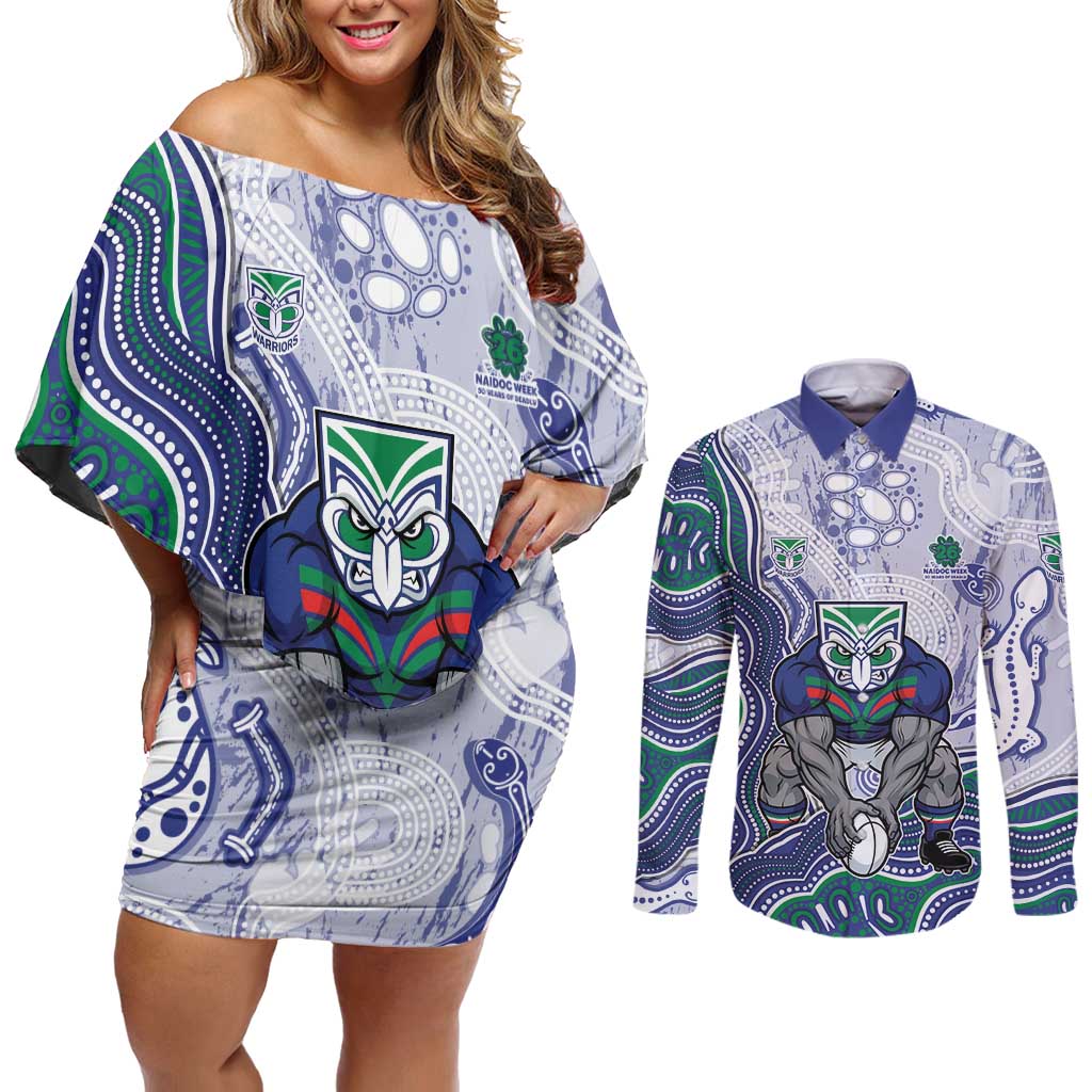 New Zealand Warriors NAIDOC Week 2026 Couples Matching Off Shoulder Short Dress and Long Sleeve Button Shirt First Nations of Australia Aboriginal Mascot Rugby