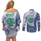 New Zealand Warriors NAIDOC Week 2026 Couples Matching Off Shoulder Short Dress and Long Sleeve Button Shirt First Nations of Australia Aboriginal Mascot Rugby