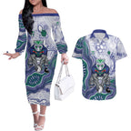 New Zealand Warriors NAIDOC Week 2026 Couples Matching Off The Shoulder Long Sleeve Dress and Hawaiian Shirt First Nations of Australia Aboriginal Mascot Rugby