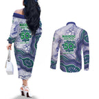 New Zealand Warriors NAIDOC Week 2026 Couples Matching Off The Shoulder Long Sleeve Dress and Long Sleeve Button Shirt First Nations of Australia Aboriginal Mascot Rugby