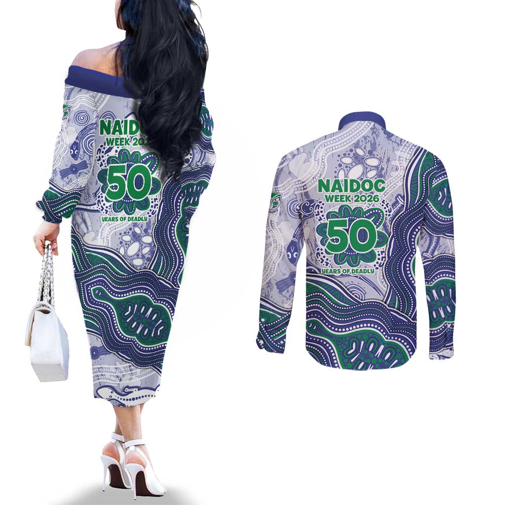 New Zealand Warriors NAIDOC Week 2026 Couples Matching Off The Shoulder Long Sleeve Dress and Long Sleeve Button Shirt First Nations of Australia Aboriginal Mascot Rugby