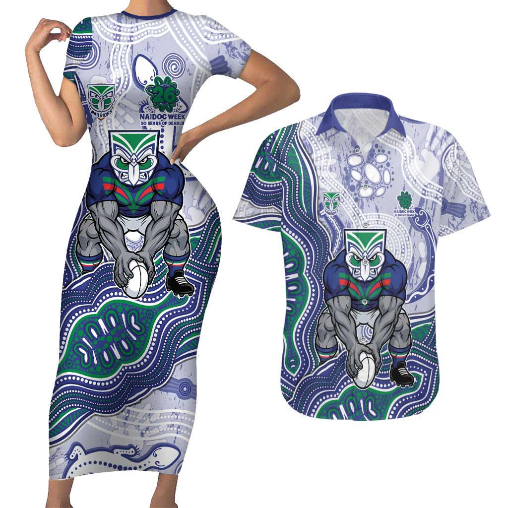 New Zealand Warriors NAIDOC Week 2026 Couples Matching Short Sleeve Bodycon Dress and Hawaiian Shirt First Nations of Australia Aboriginal Mascot Rugby