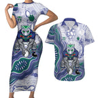 New Zealand Warriors NAIDOC Week 2026 Couples Matching Short Sleeve Bodycon Dress and Hawaiian Shirt First Nations of Australia Aboriginal Mascot Rugby