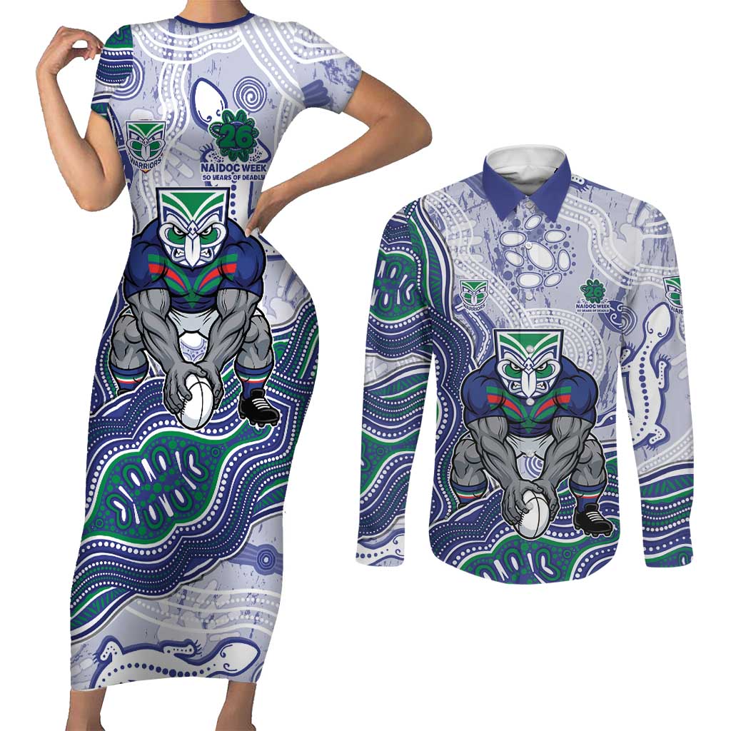 New Zealand Warriors NAIDOC Week 2026 Couples Matching Short Sleeve Bodycon Dress and Long Sleeve Button Shirt First Nations of Australia Aboriginal Mascot Rugby