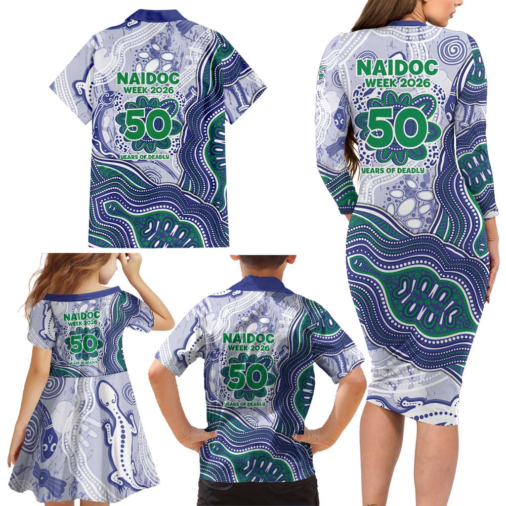 New Zealand Warriors NAIDOC Week 2026 Family Matching Long Sleeve Bodycon Dress and Hawaiian Shirt First Nations of Australia Aboriginal Mascot Rugby