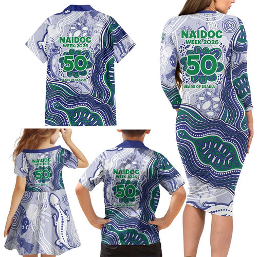 New Zealand Warriors NAIDOC Week 2026 Family Matching Long Sleeve Bodycon Dress and Hawaiian Shirt First Nations of Australia Aboriginal Mascot Rugby