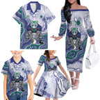 New Zealand Warriors NAIDOC Week 2026 Family Matching Off The Shoulder Long Sleeve Dress and Hawaiian Shirt First Nations of Australia Aboriginal Mascot Rugby