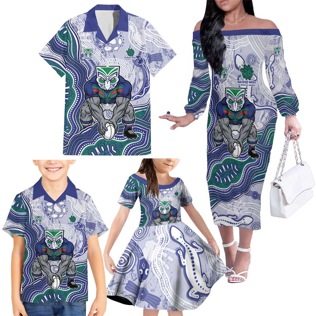New Zealand Warriors NAIDOC Week 2026 Family Matching Off The Shoulder Long Sleeve Dress and Hawaiian Shirt First Nations of Australia Aboriginal Mascot Rugby
