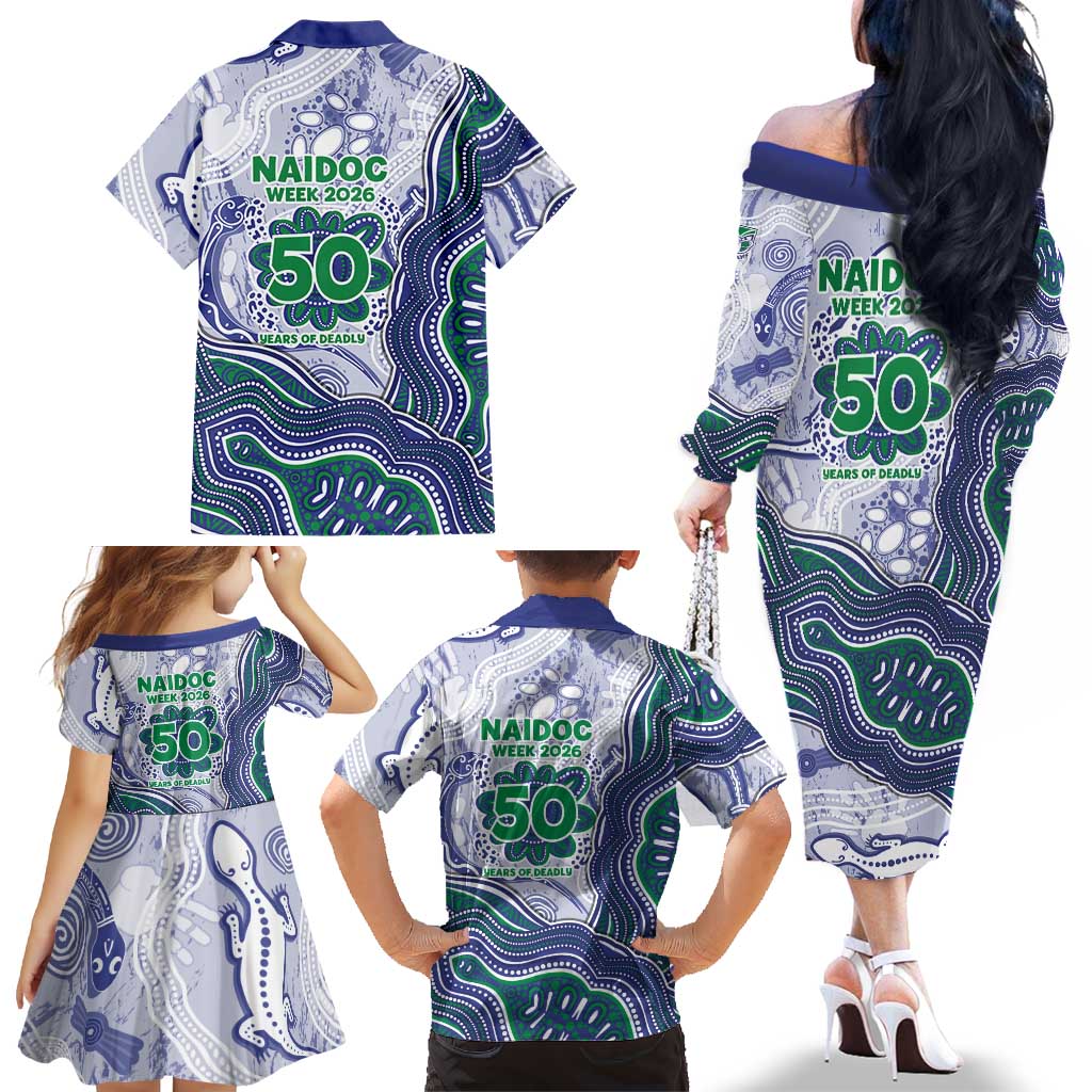 New Zealand Warriors NAIDOC Week 2026 Family Matching Off The Shoulder Long Sleeve Dress and Hawaiian Shirt First Nations of Australia Aboriginal Mascot Rugby