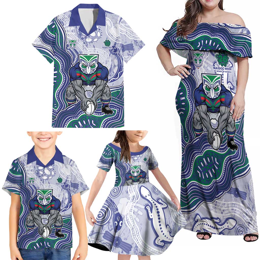 New Zealand Warriors NAIDOC Week 2026 Family Matching Off Shoulder Maxi Dress and Hawaiian Shirt First Nations of Australia Aboriginal Mascot Rugby