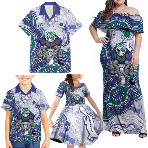 New Zealand Warriors NAIDOC Week 2026 Family Matching Off Shoulder Maxi Dress and Hawaiian Shirt First Nations of Australia Aboriginal Mascot Rugby
