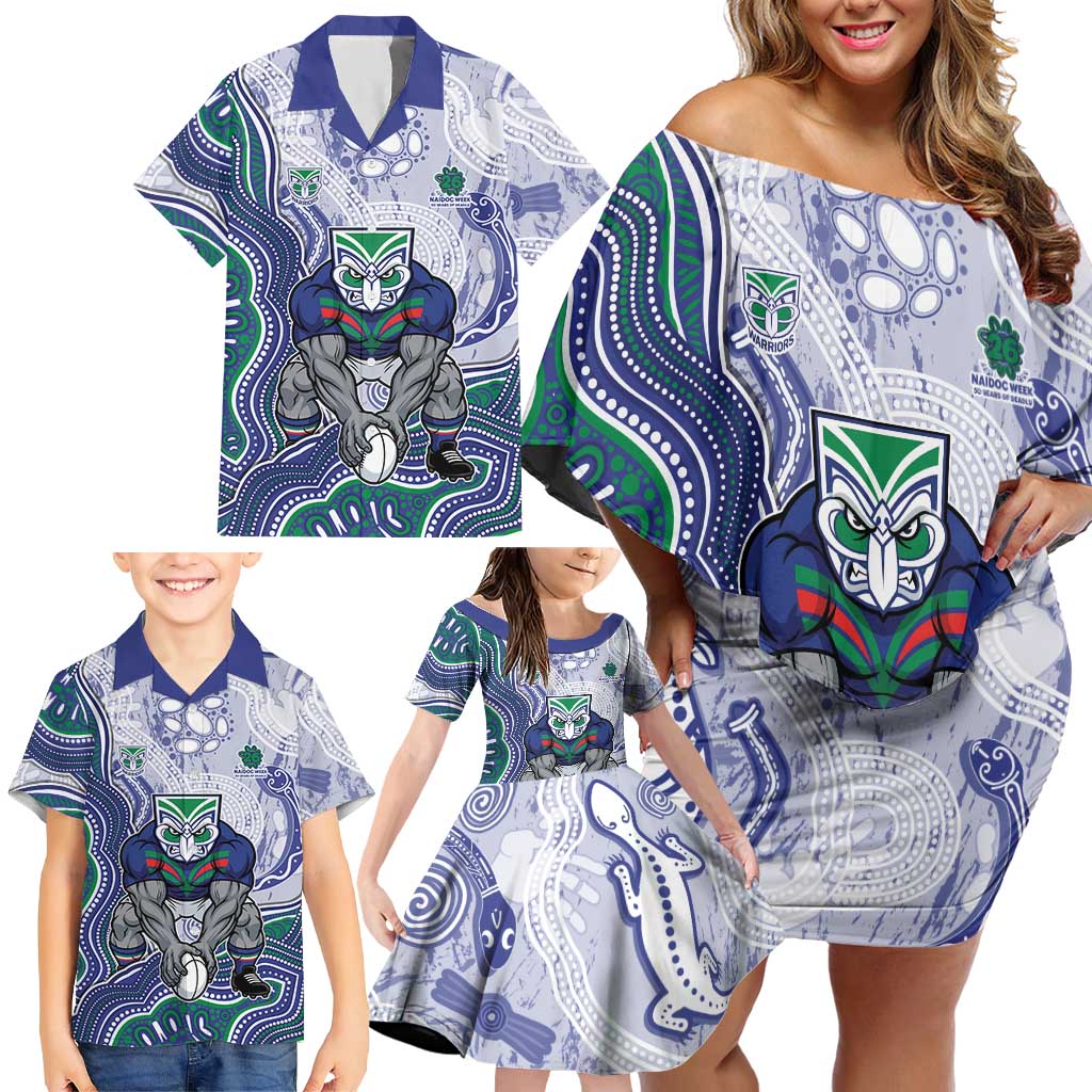 New Zealand Warriors NAIDOC Week 2026 Family Matching Off Shoulder Short Dress and Hawaiian Shirt First Nations of Australia Aboriginal Mascot Rugby