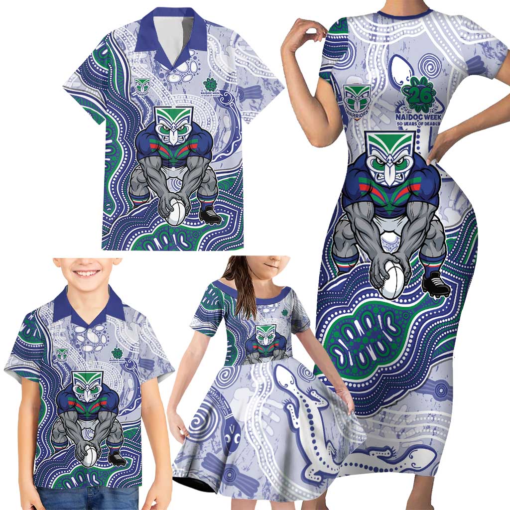 New Zealand Warriors NAIDOC Week 2026 Family Matching Short Sleeve Bodycon Dress and Hawaiian Shirt First Nations of Australia Aboriginal Mascot Rugby