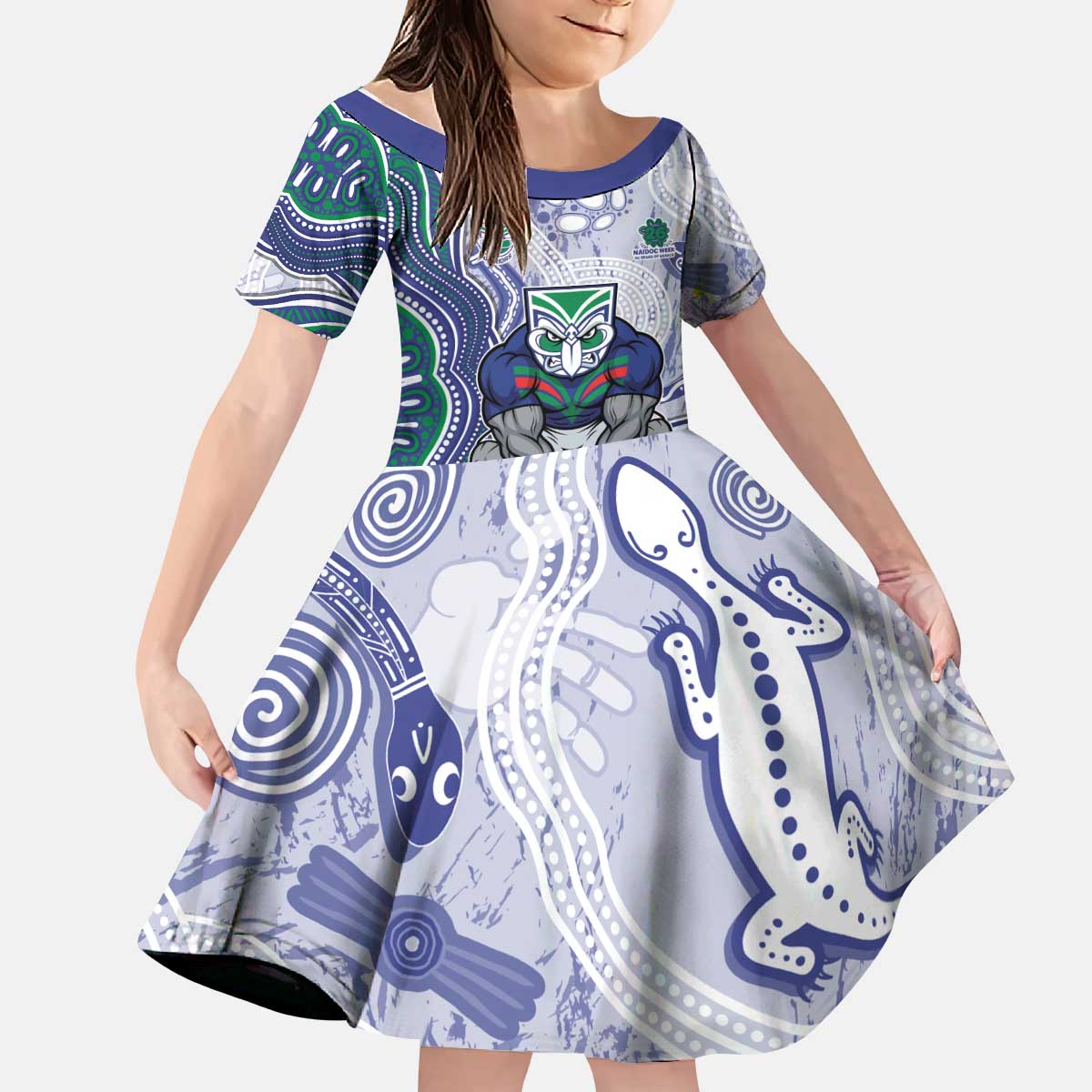 New Zealand Warriors NAIDOC Week 2026 Kid Short Sleeve Dress First Nations of Australia Aboriginal Mascot Rugby