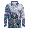 New Zealand Warriors NAIDOC Week 2026 Long Sleeve Polo Shirt First Nations of Australia Aboriginal Mascot Rugby