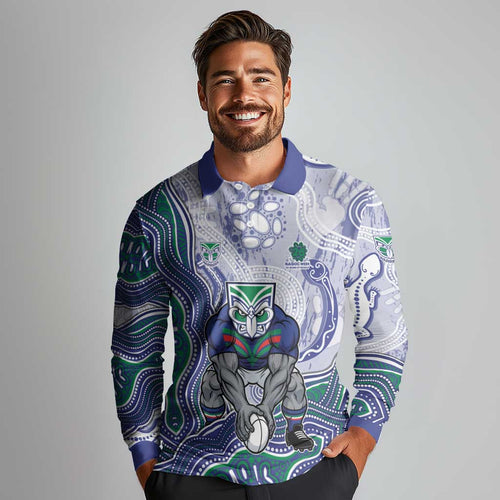 New Zealand Warriors NAIDOC Week 2026 Long Sleeve Polo Shirt First Nations of Australia Aboriginal Mascot Rugby