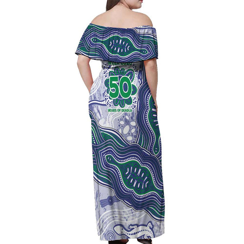 New Zealand Warriors NAIDOC Week 2026 Off Shoulder Maxi Dress First Nations of Australia Aboriginal Mascot Rugby