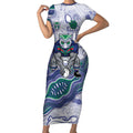 New Zealand Warriors NAIDOC Week 2026 Short Sleeve Bodycon Dress First Nations of Australia Aboriginal Mascot Rugby