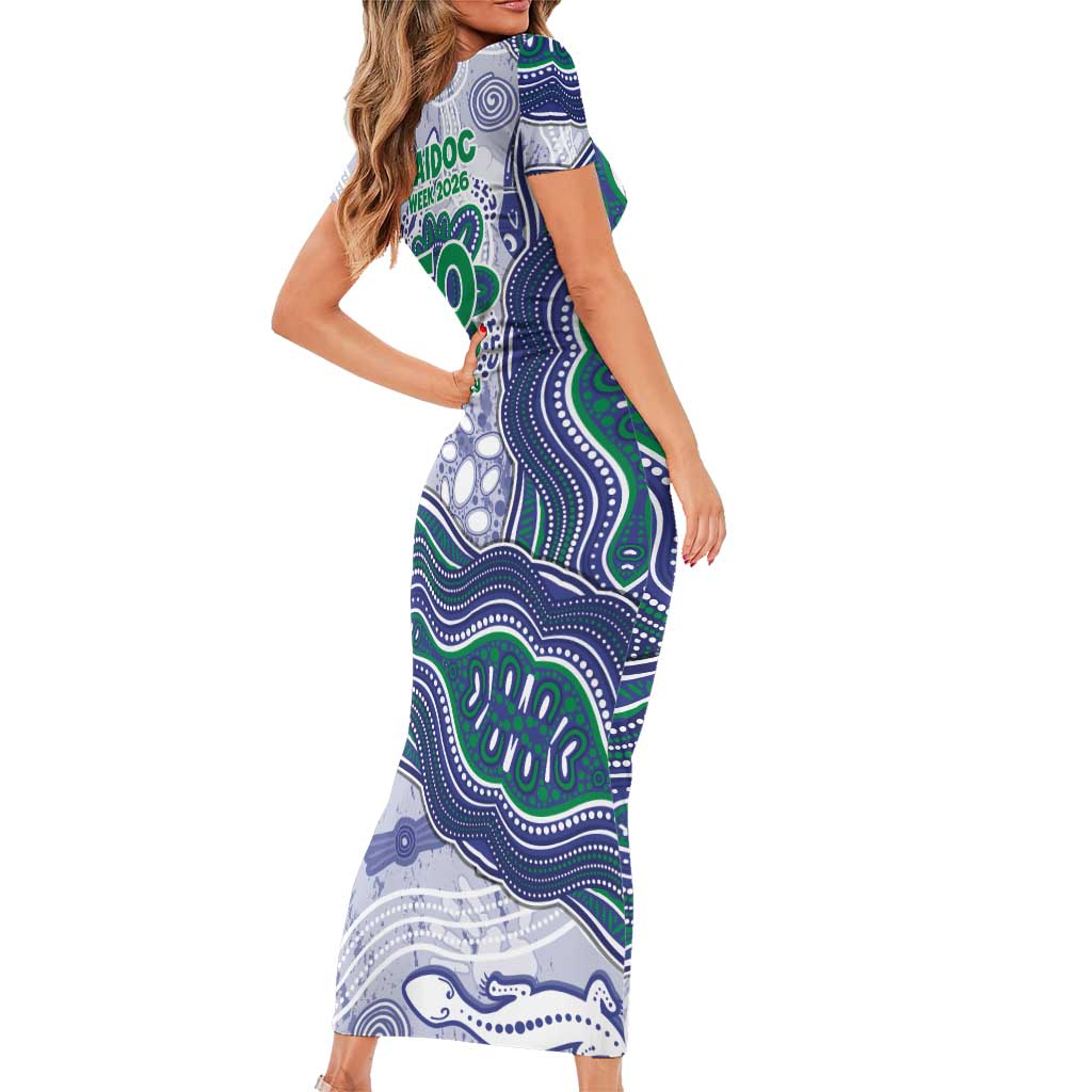 New Zealand Warriors NAIDOC Week 2026 Short Sleeve Bodycon Dress First Nations of Australia Aboriginal Mascot Rugby