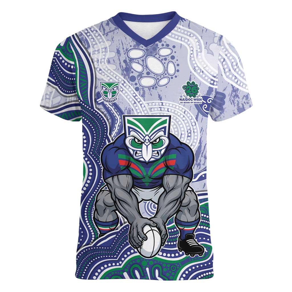 New Zealand Warriors NAIDOC Week 2026 Women V-Neck T-Shirt First Nations of Australia Aboriginal Mascot Rugby