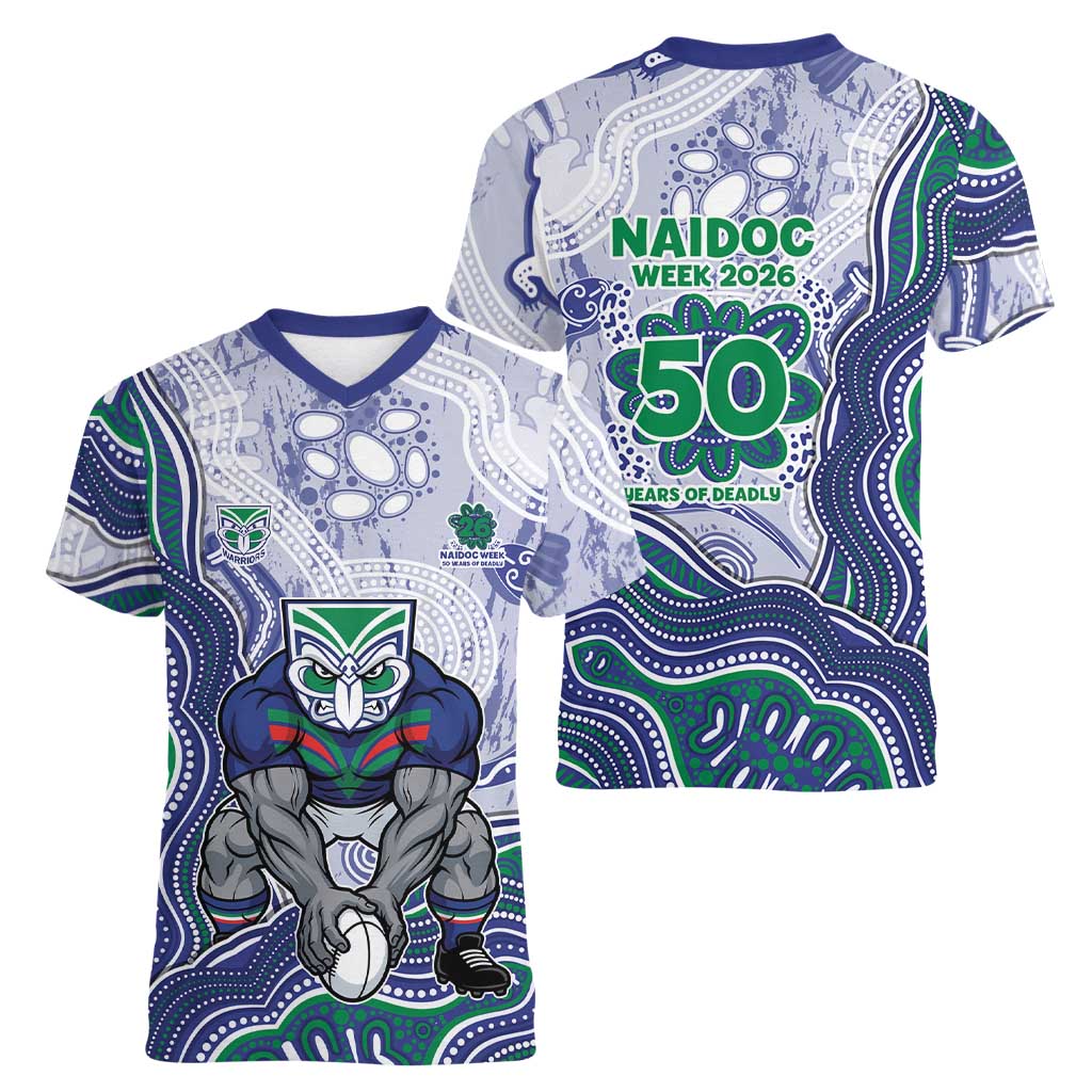 New Zealand Warriors NAIDOC Week 2026 Women V-Neck T-Shirt First Nations of Australia Aboriginal Mascot Rugby