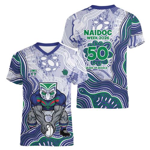 New Zealand Warriors NAIDOC Week 2026 Women V-Neck T-Shirt First Nations of Australia Aboriginal Mascot Rugby