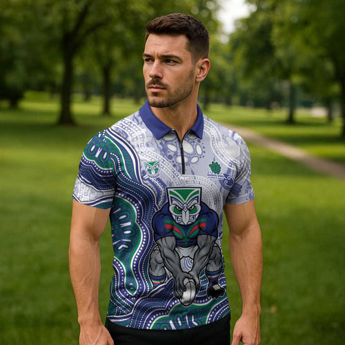 New Zealand Warriors NAIDOC Week 2026 Zipper Polo Shirt First Nations of Australia Aboriginal Mascot Rugby
