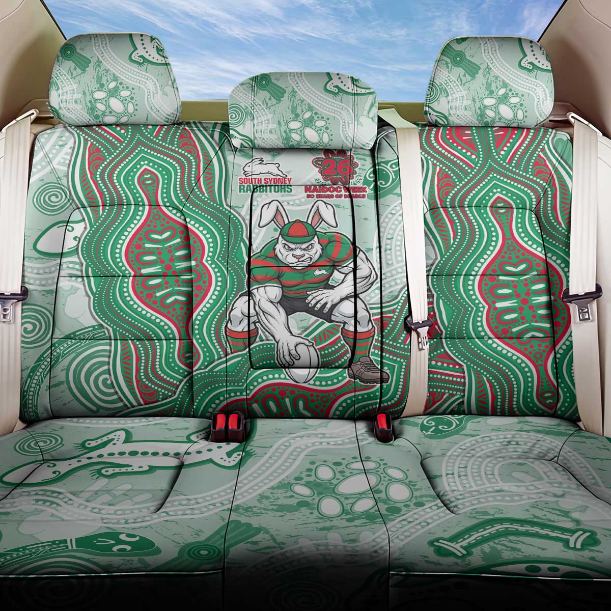 South Sydney Rabbitohs NAIDOC Week 2026 Back Car Seat Cover First Nations of Australia Aboriginal Mascot Rugby