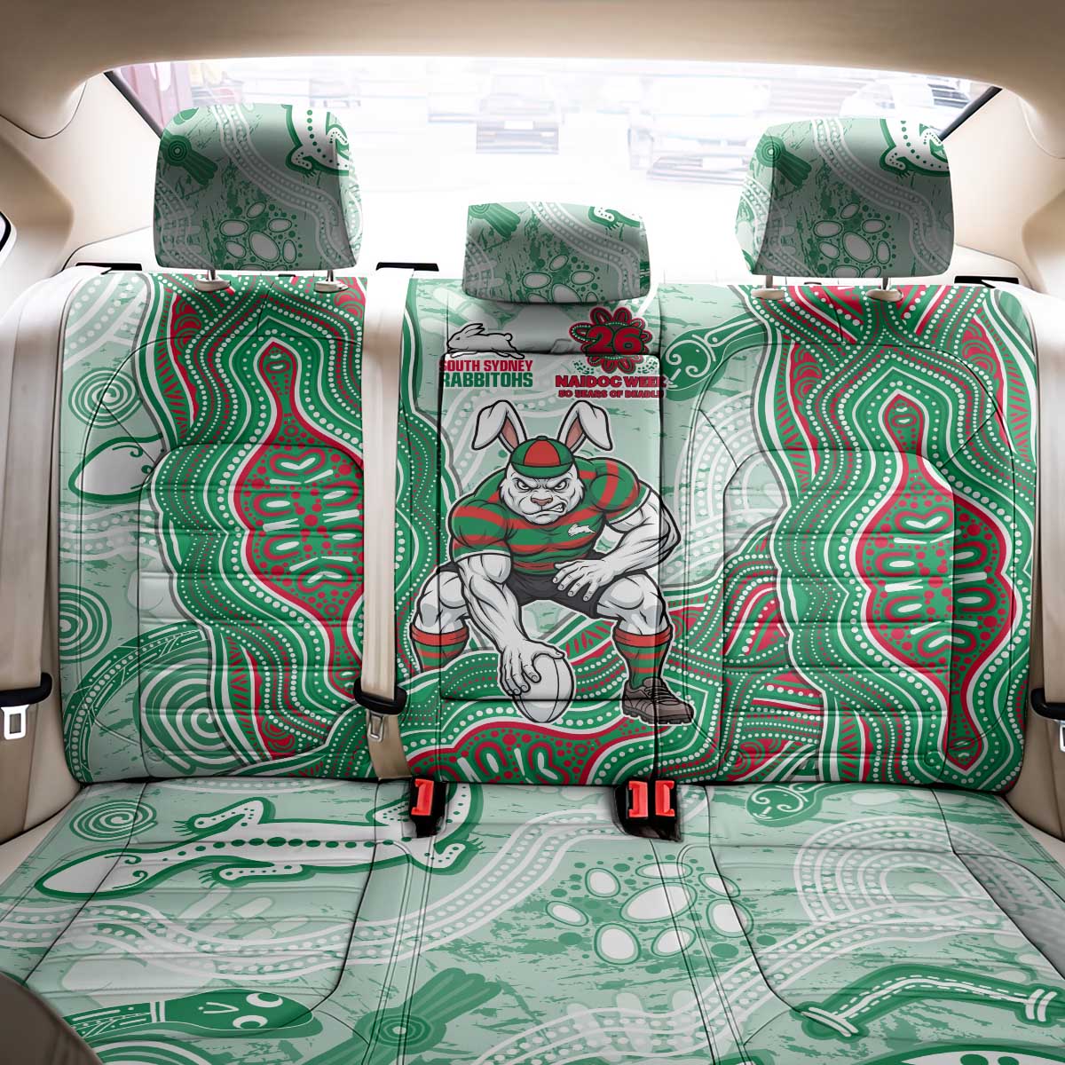 South Sydney Rabbitohs NAIDOC Week 2026 Back Car Seat Cover First Nations of Australia Aboriginal Mascot Rugby