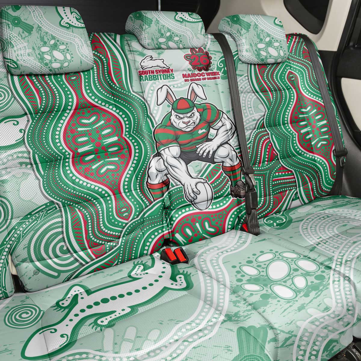 South Sydney Rabbitohs NAIDOC Week 2026 Back Car Seat Cover First Nations of Australia Aboriginal Mascot Rugby