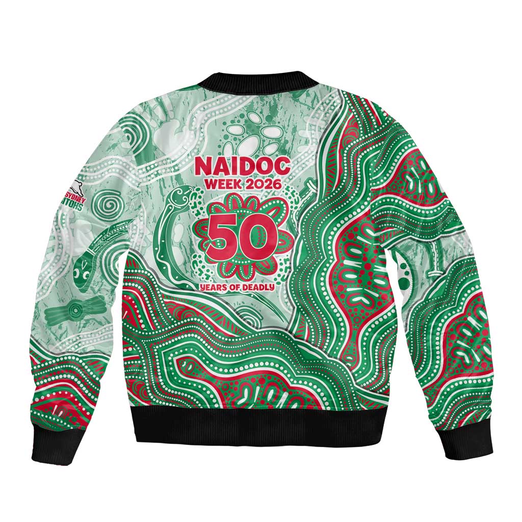 South Sydney Rabbitohs NAIDOC Week 2026 Bomber Jacket First Nations of Australia Aboriginal Mascot Rugby