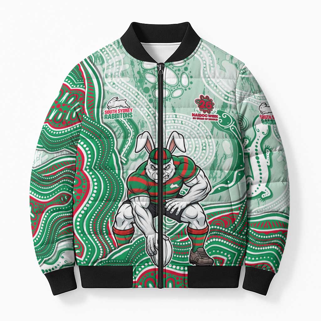 South Sydney Rabbitohs NAIDOC Week 2026 Bomber Puffer Jacket First Nations of Australia Aboriginal Mascot Rugby