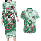 South Sydney Rabbitohs NAIDOC Week 2026 Couples Matching Long Sleeve Bodycon Dress and Hawaiian Shirt First Nations of Australia Aboriginal Mascot Rugby