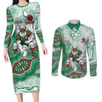 South Sydney Rabbitohs NAIDOC Week 2026 Couples Matching Long Sleeve Bodycon Dress and Long Sleeve Button Shirt First Nations of Australia Aboriginal Mascot Rugby