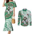 South Sydney Rabbitohs NAIDOC Week 2026 Couples Matching Mermaid Dress and Long Sleeve Button Shirt First Nations of Australia Aboriginal Mascot Rugby